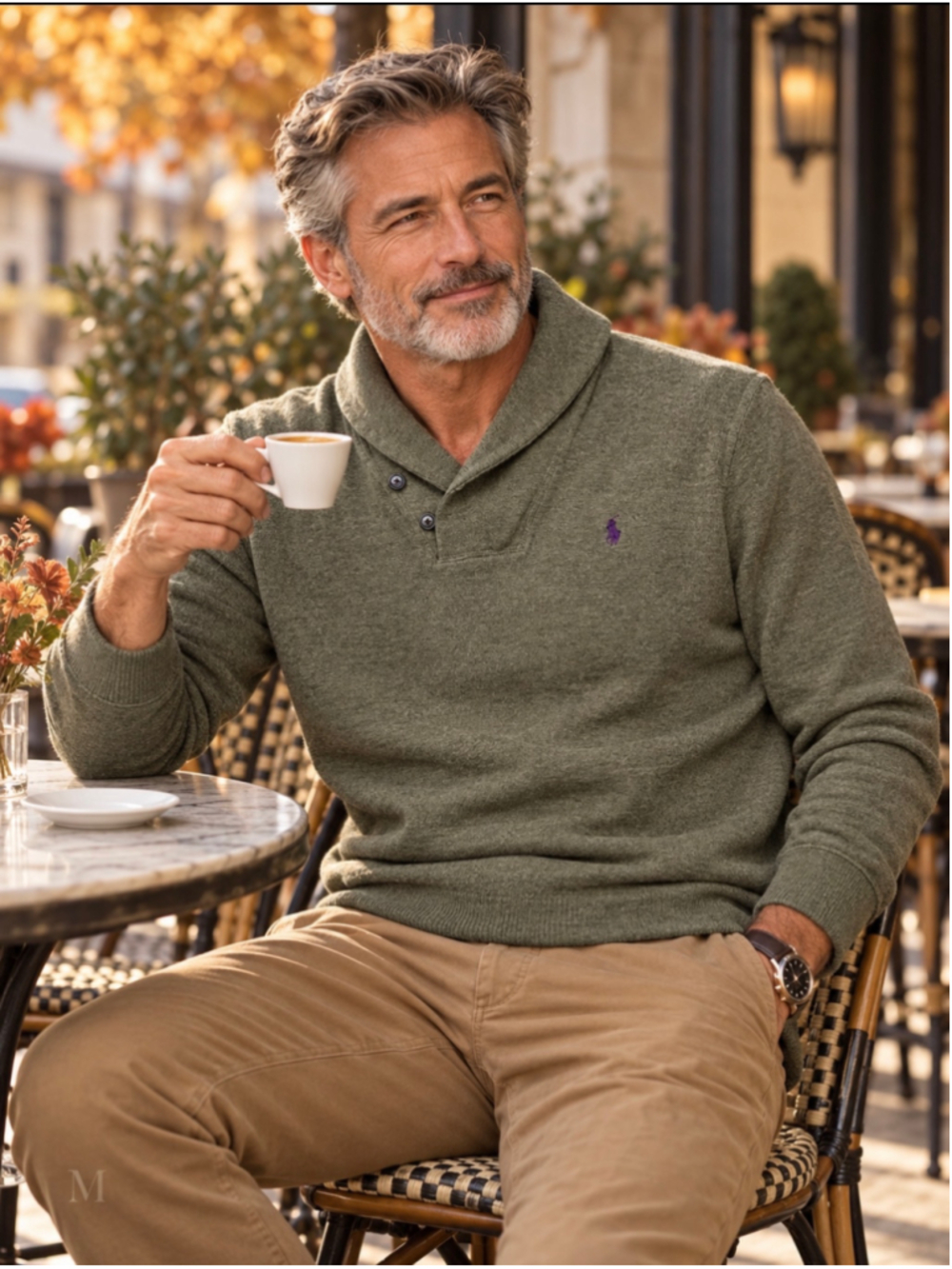 Polo Ralph Lauren Men’s XL Estate Rib Olive Brown Shawl Collar Pullover Purple P